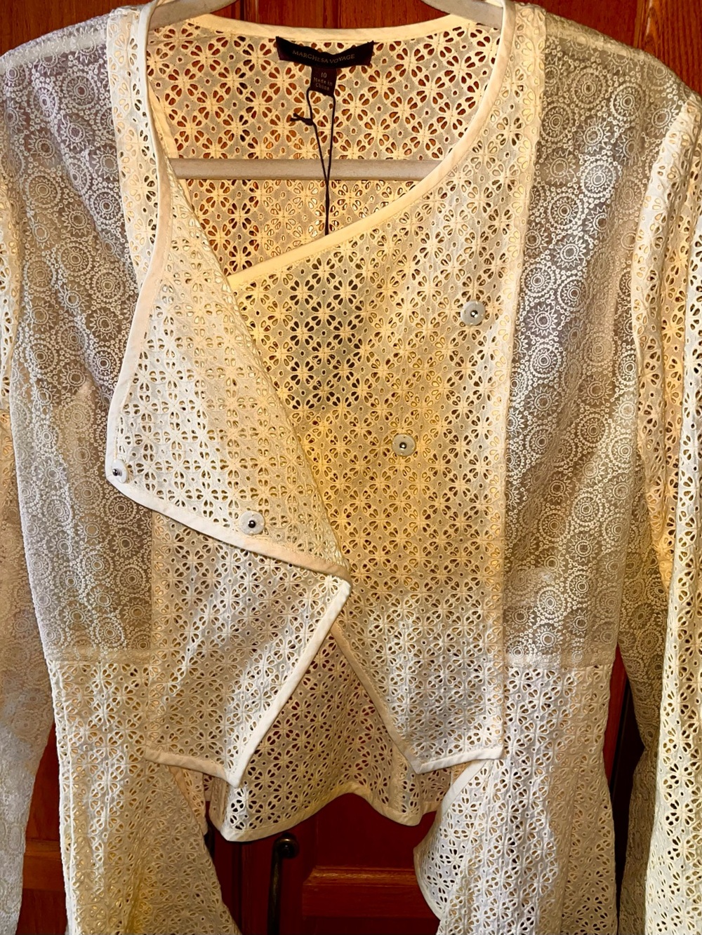 Marchesa Voyage Artful Mixed Lace Lemon Jacket